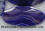 CAA360 15.5 inches 30*40mm faceted oval violet line agate beads