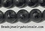 CAA3675 15.5 inches 6mm round matte & carved black agate beads