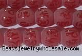 CAA3686 15.5 inches 6mm round matte & carved red agate beads