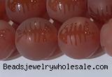 CAA3689 15.5 inches 12mm round matte & carved red agate beads