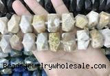 CAA3715 14*22mm - 15*25mm faceted nuggets chrysanthemum agate beads