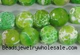 CAA372 15.5 inches 12mm faceted round fire crackle agate beads