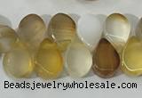 CAA3751 Top drilled 5*8mm flat teardrop line agate beads