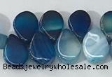 CAA3755 Top drilled 5*8mm flat teardrop line agate beads