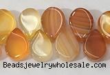 CAA3757 Top drilled 5*8mm flat teardrop line agate beads