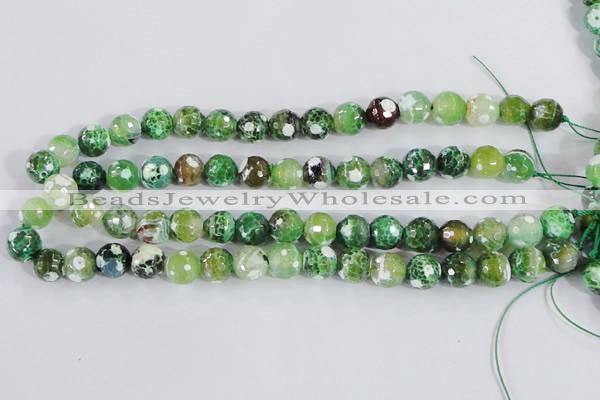 CAA376 15.5 inches 10mm faceted round fire crackle agate beads