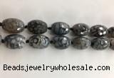 CAA3799 15*25mm - 18*28mm faceted rice dragon veins agate beads