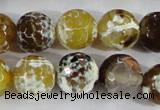 CAA382 15.5 inches 14mm faceted round fire crackle agate beads