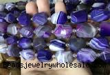 CAA3825 13*17mm - 18*22mm faceted nuggets line agate beads