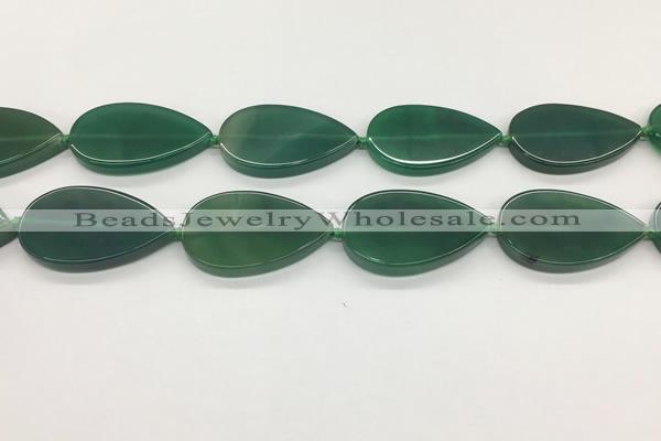 CAA4069 15.5 inches 30*50mm flat teardrop green agate gemstone beads