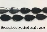 CAA4071 15.5 inches 30*50mm flat teardrop black agate gemstone beads