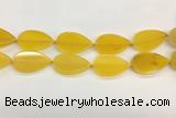 CAA4077 15.5 inches 30*50mm flat teardrop yellow agate gemstone beads