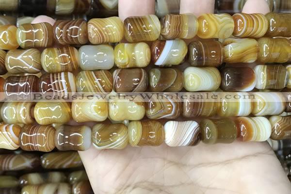 CAA4192 15.5 inches 11*15mm drum line agate gemstone beads