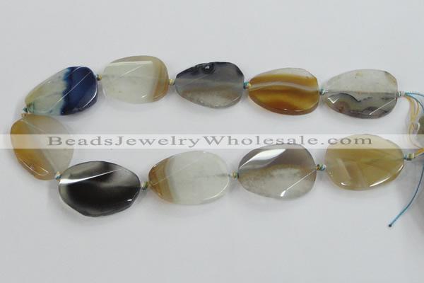 CAA423 15.5 inches 25*35mm faceted & twisted oval agate druzy geode beads