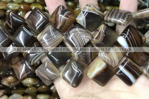 CAA4235 15.5 inches 18*18mm diamond line agate beads wholesale