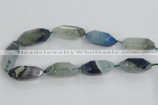 CAA429 15.5 inches 15*40mm faceted rice agate druzy geode beads