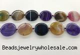 CAA4300 15.5 inches 30mm flat round line agate beads wholesale