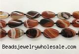 CAA4301 15.5 inches 25*30mm twisted oval line agate beads