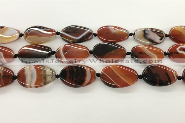 CAA4301 15.5 inches 25*30mm twisted oval line agate beads