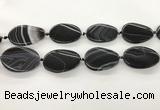 CAA4304 15.5 inches 30*40mm twisted oval line agate beads