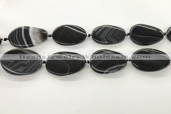 CAA4304 15.5 inches 30*40mm twisted oval line agate beads