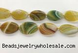 CAA4306 15.5 inches 32*40mm twisted oval line agate beads