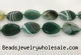 CAA4307 15.5 inches 30*40mm twisted oval line agate beads