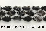 CAA4318 15.5 inches 25*35mm twisted flat teardrop line agate beads