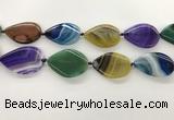 CAA4323 15.5 inches 30*40mm twisted oval line agate beads