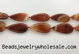 CAA4330 15.5 inches 25*50mm flat teardrop line agate beads