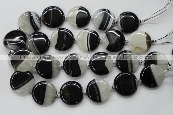 CAA434 15.5 inches 30mm flat round agate druzy geode beads