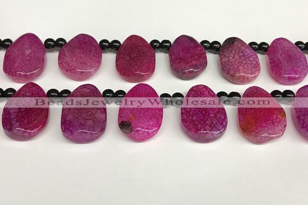 CAA4363 Top drilled 20*30mm freeform dragon veins agate beads