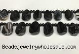 CAA4369 Top drilled 20*30mm freeform black banded agate beads