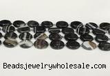 CAA4397 15.5 inches 15*20mm oval black banded agate beads