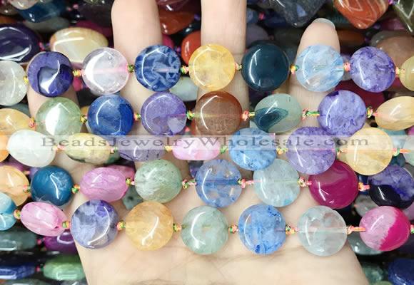 CAA4407 15.5 inches 15mm flat round agate druzy geode beads