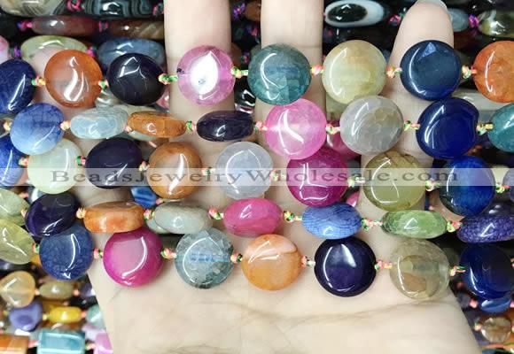 CAA4455 15.5 inches 14mm flat round dragon veins agate beads