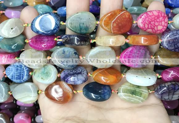 CAA4476 15.5 inches 15*20mm flat teardrop dragon veins agate beads