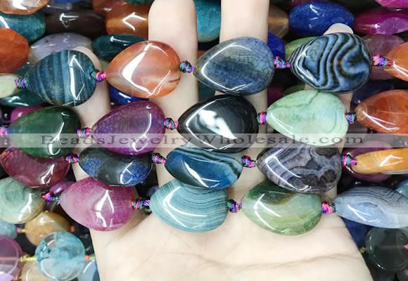 CAA4478 15.5 inches 18*25mm flat teardrop dragon veins agate beads