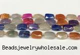 CAA4524 15.5 inches 13*18mm faceted rectangle dragon veins agate beads