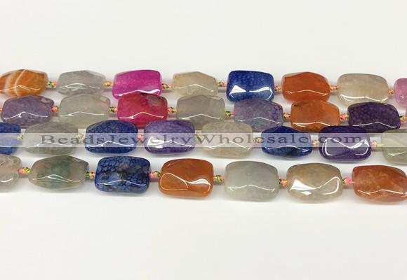 CAA4524 15.5 inches 13*18mm faceted rectangle dragon veins agate beads