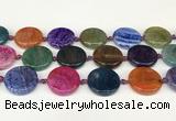 CAA4528 15.5 inches 25mm flat round dragon veins agate beads