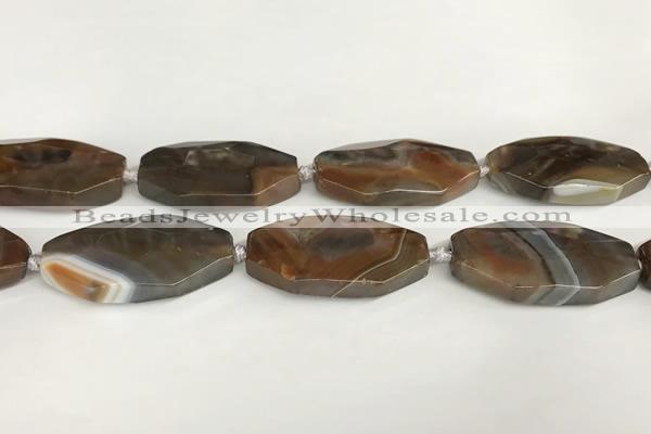 CAA4554 15.5 inches 22*42mm octagonal banded agate beads wholesale