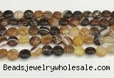 CAA4588 15.5 inches 12mm flat round banded agate beads wholesale