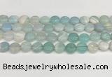 CAA4592 15.5 inches 12mm flat round banded agate beads wholesale