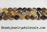 CAA4596 15.5 inches 14mm flat round banded agate beads wholesale