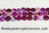 CAA4598 15.5 inches 14mm flat round banded agate beads wholesale