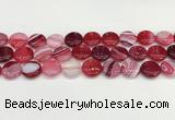 CAA4599 15.5 inches 14mm flat round banded agate beads wholesale