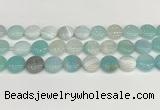 CAA4600 15.5 inches 14mm flat round banded agate beads wholesale