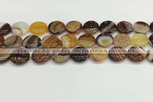 CAA4604 15.5 inches 16mm flat round banded agate beads wholesale