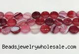 CAA4607 15.5 inches 16mm flat round banded agate beads wholesale